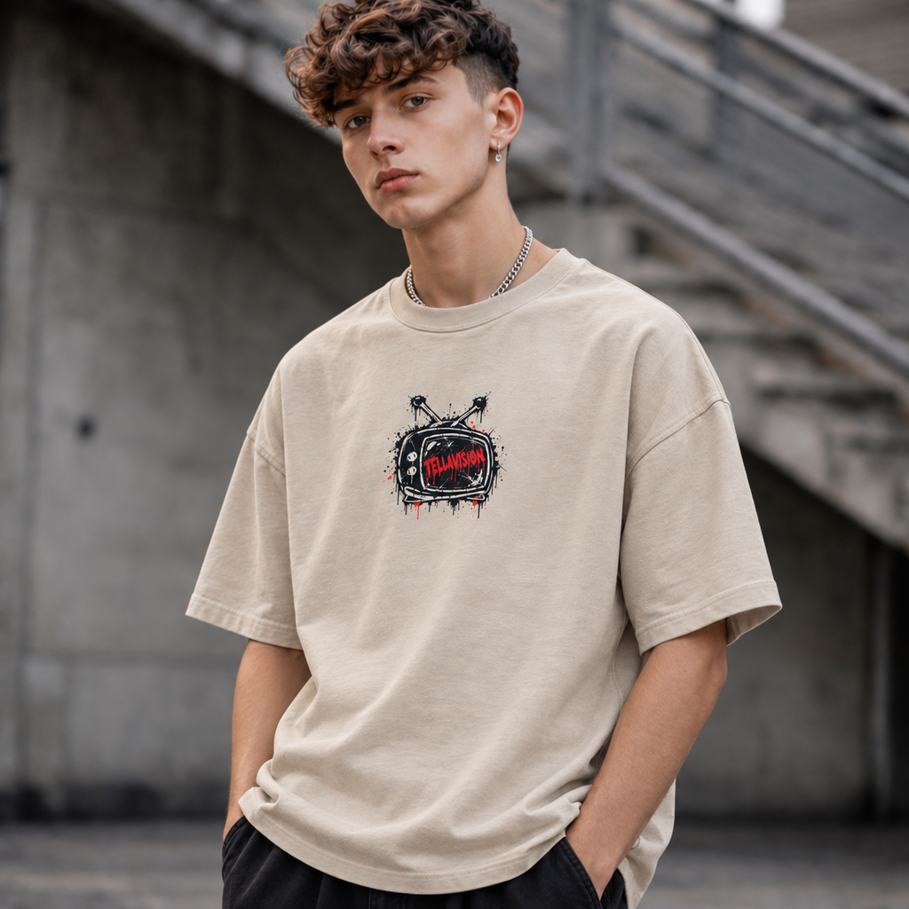 ADRACN® Tellavision T-Shirt – Loose Fit, Sand